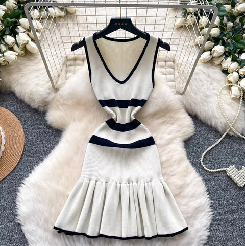 Korean Style Striped Knit Dress
