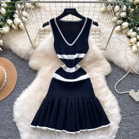 Korean Style Striped Knit Dress