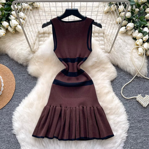 Korean Style Striped Knit Dress