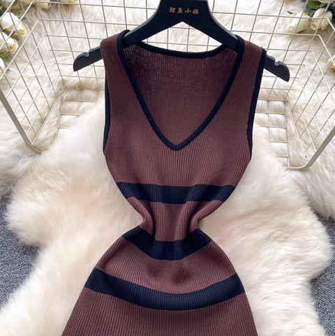 Korean Style Striped Knit Dress