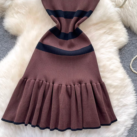 Korean Style Striped Knit Dress