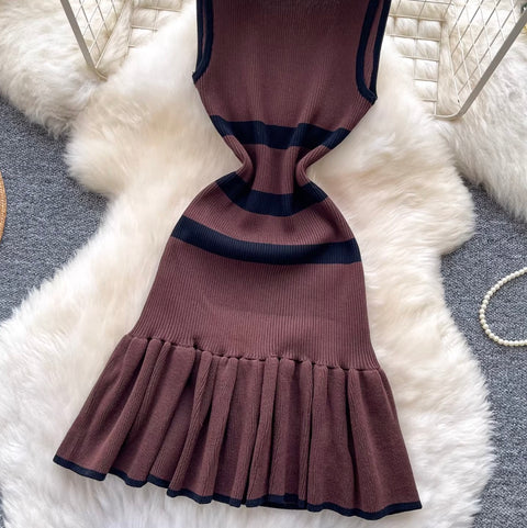 Korean Style Striped Knit Dress