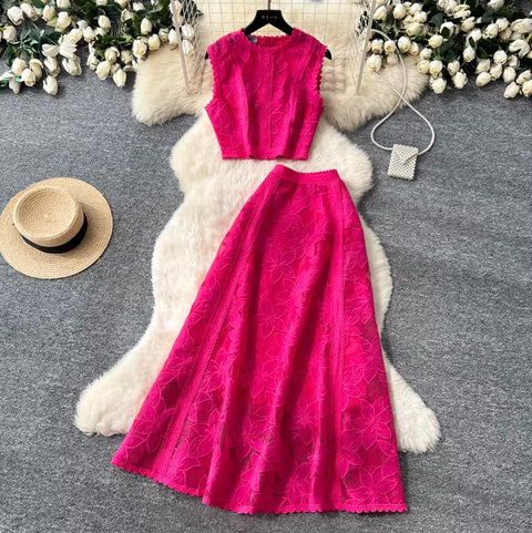 Sleeveless Top & Skirt Lace 2Pcs