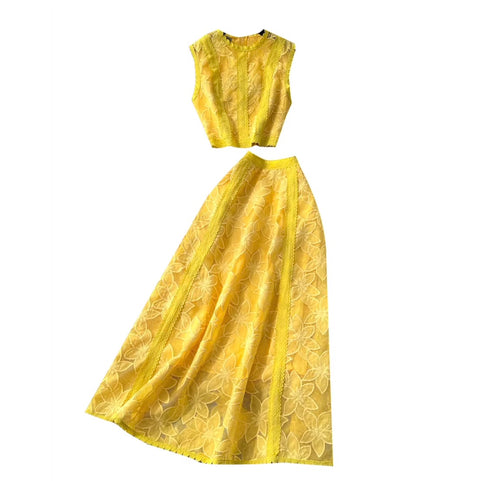 Sleeveless Top & Skirt Lace 2Pcs