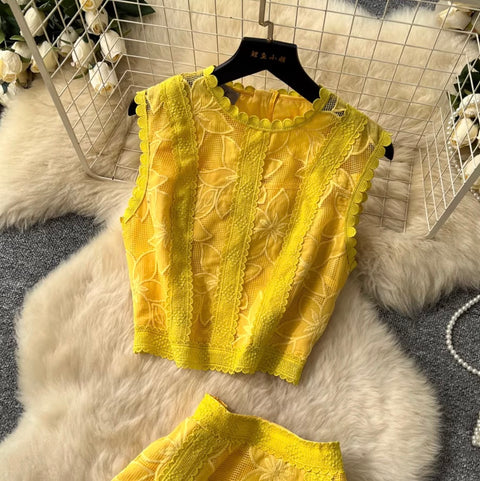 Sleeveless Top & Skirt Lace 2Pcs