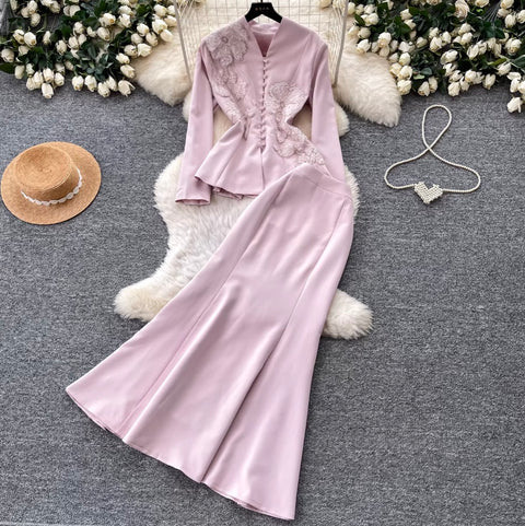 Chinese Style Blazer & Fishtail Skirt