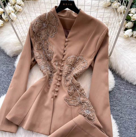 Chinese Style Blazer & Fishtail Skirt