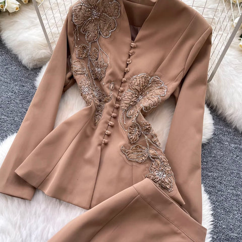 Chinese Style Blazer & Fishtail Skirt