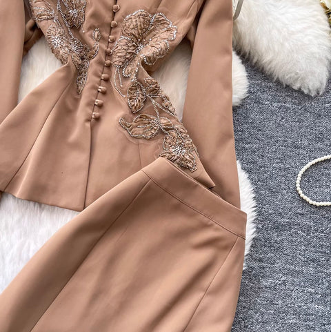 Chinese Style Blazer & Fishtail Skirt