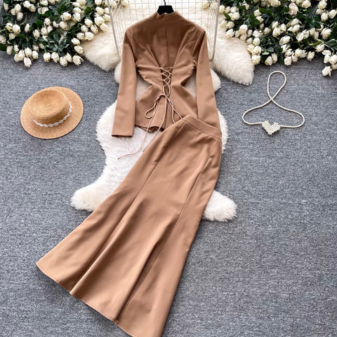 Chinese Style Blazer & Fishtail Skirt