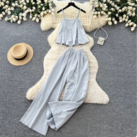 Simple Design Camisole & Pants Casual 2Pcs