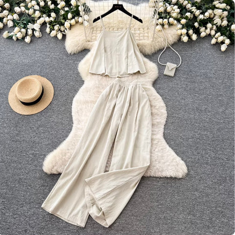 Simple Design Camisole & Pants Casual 2Pcs