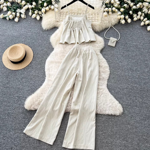 Simple Design Camisole & Pants Casual 2Pcs