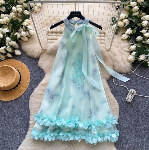 Fairy Floral A-line Halter Dress