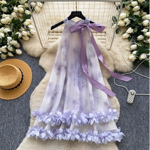 Fairy Floral A-line Halter Dress