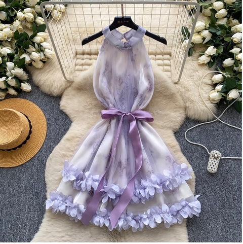 Fairy Floral A-line Halter Dress