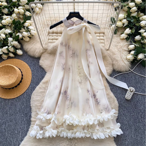 Fairy Floral A-line Halter Dress