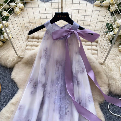 Fairy Floral A-line Halter Dress