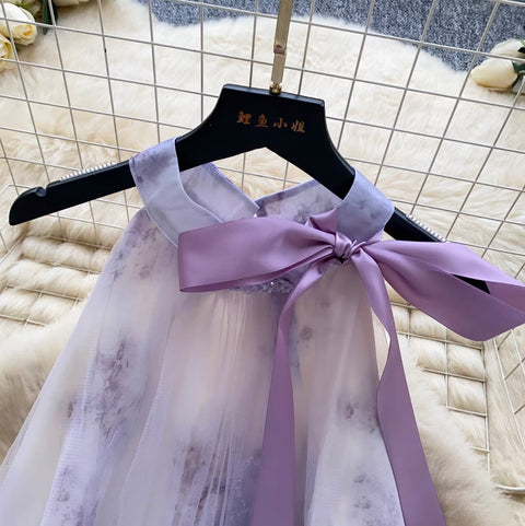 Fairy Floral A-line Halter Dress
