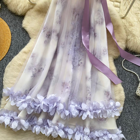 Fairy Floral A-line Halter Dress