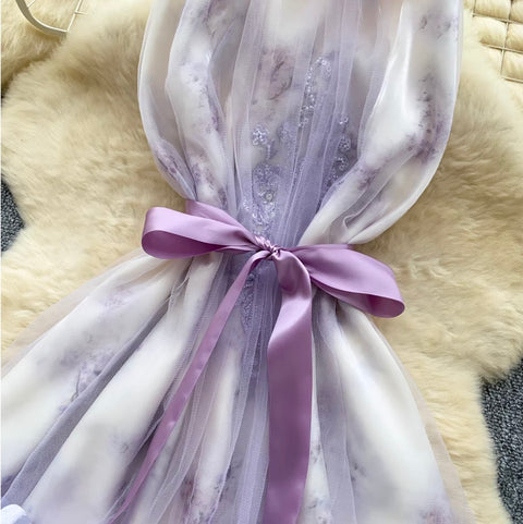 Fairy Floral A-line Halter Dress