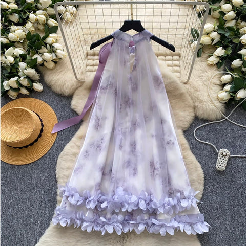 Fairy Floral A-line Halter Dress
