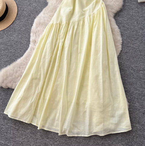 Fresh Square Neckline Ruffled Dress