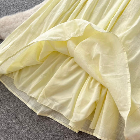Fresh Square Neckline Ruffled Dress