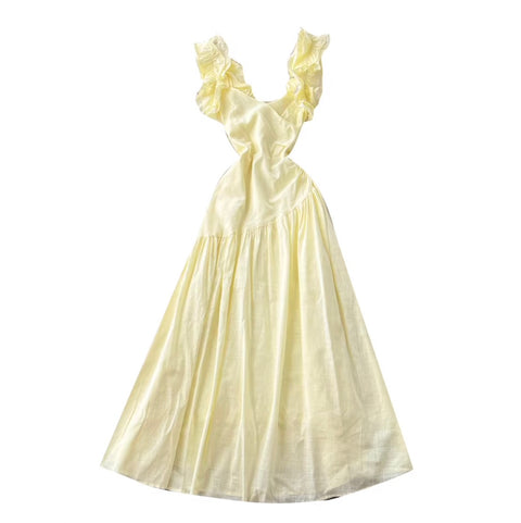 Fresh Square Neckline Ruffled Dress