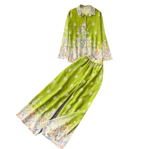 Ethnic Print Shirt & Trousers 2Pcs