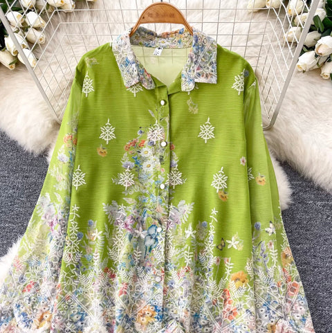 Ethnic Print Shirt & Trousers 2Pcs