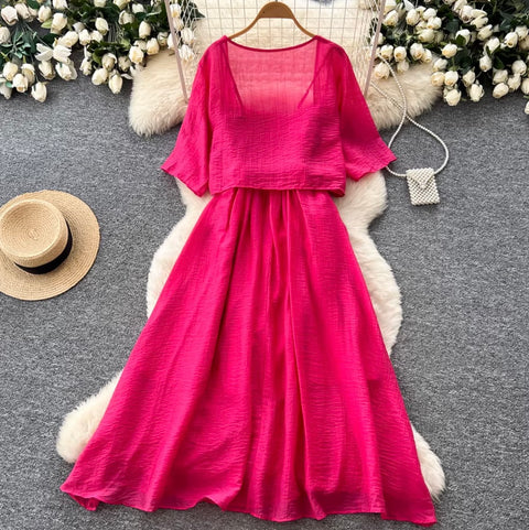 Lace Cardigan & Slip Dress 2Pcs