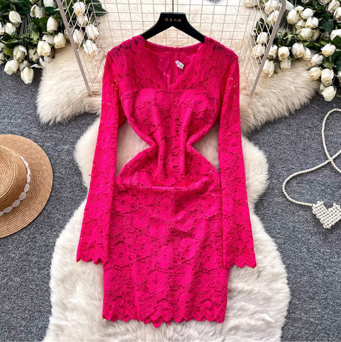 Premium Hollowed Embroidery Lace Dress