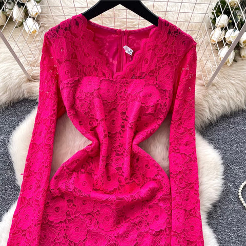 Premium Hollowed Embroidery Lace Dress