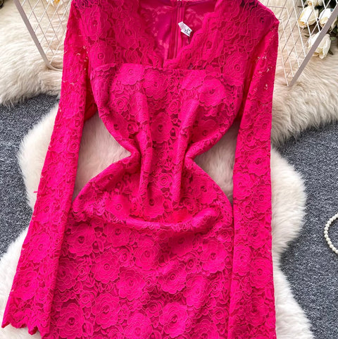 Premium Hollowed Embroidery Lace Dress