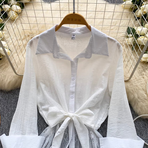 Korean Style Lace Patchwork Shirt