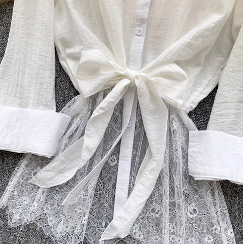Korean Style Lace Patchwork Shirt