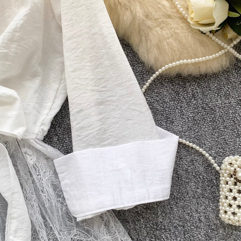 Korean Style Lace Patchwork Shirt