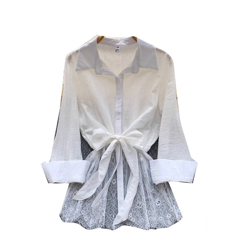 Korean Style Lace Patchwork Shirt