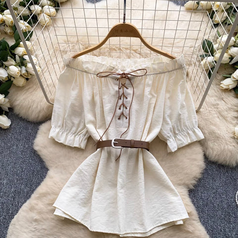 Off-shoulder Top & Cake Skirt 2Pcs