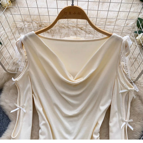 Draped Neckline Simple Design Shirt