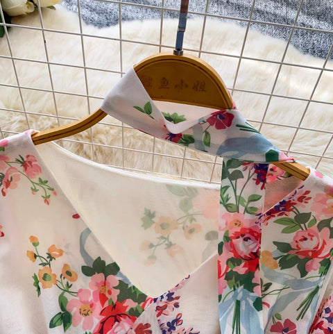 French Style V-neck Floral Top