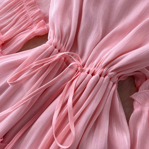Sweetie Flared Sleeve Ruffled Dress