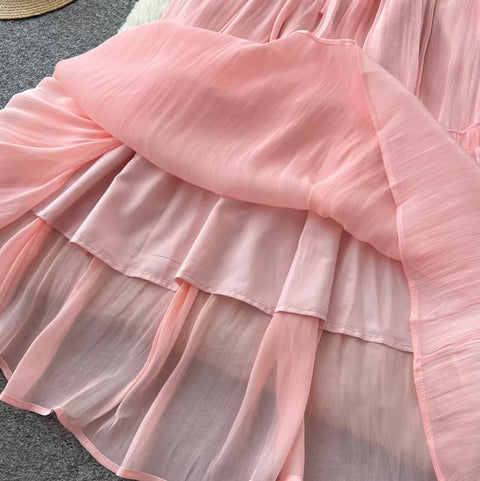 Sweetie Flared Sleeve Ruffled Dress
