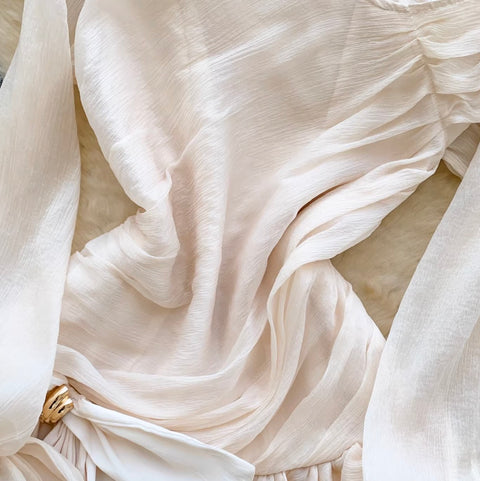 Slant Neckline Bow Embellished Dress