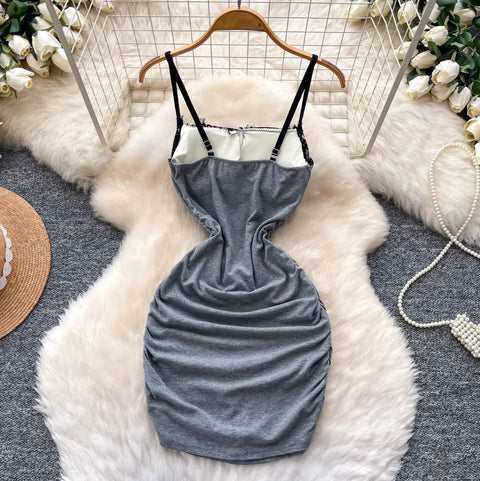 Lace Patchwork Hip-wrapping Slip Dress
