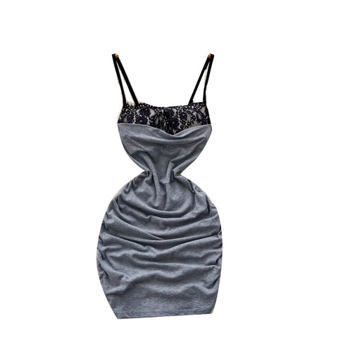 Lace Patchwork Hip-wrapping Slip Dress