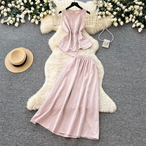 Casual Vest & Skirt Simple Design 2Pcs
