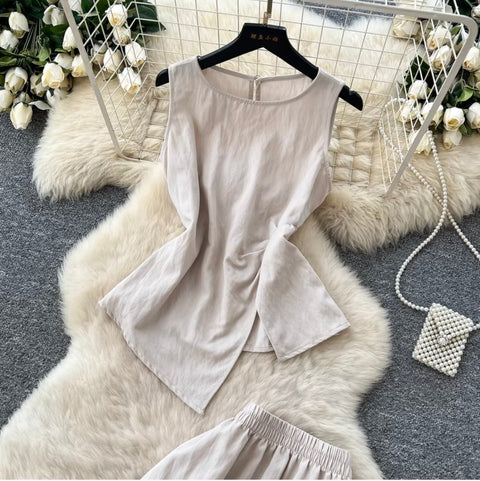 Casual Vest & Skirt Simple Design 2Pcs