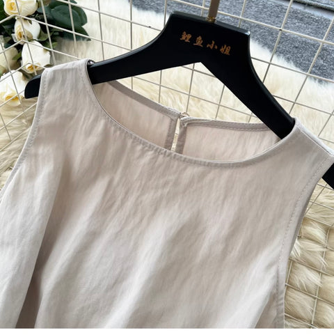 Casual Vest & Skirt Simple Design 2Pcs